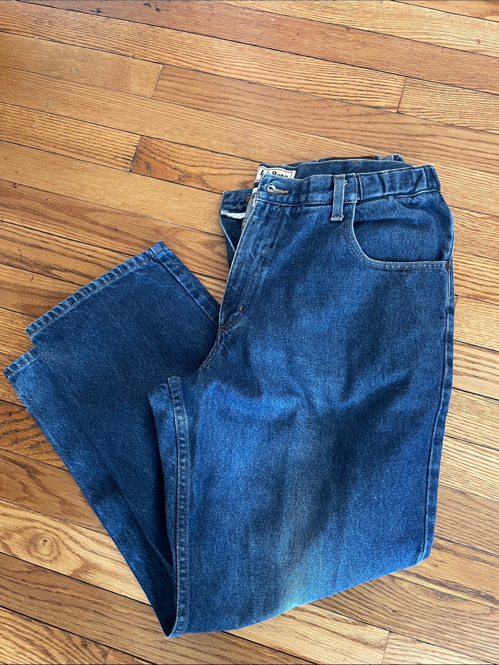 L.L. Bean Men's Straight Jeans in Dark Blue Denim